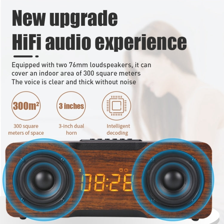 M8C Multifunctional Alarm Clock Bluetooth Speaker(Dark Brown) - Desktop Speaker by PMC TechLife | Online Shopping South Africa | PMC TechLife