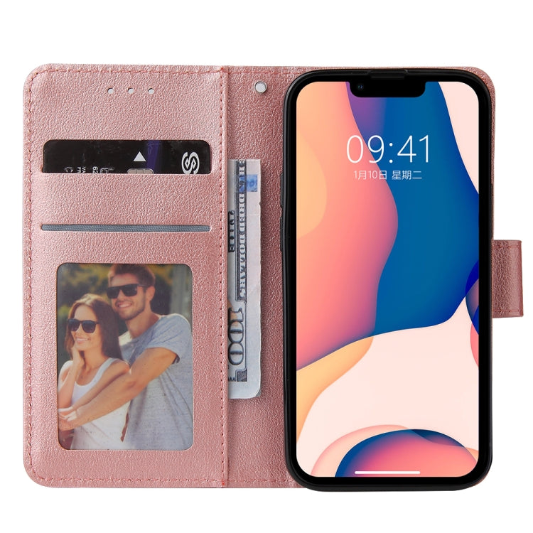 For iPhone 14 Multifunctional Horizontal Flip Leather Case with Three Card Slot (Rose Gold) - free shipping - PMC TechLife - Order now!