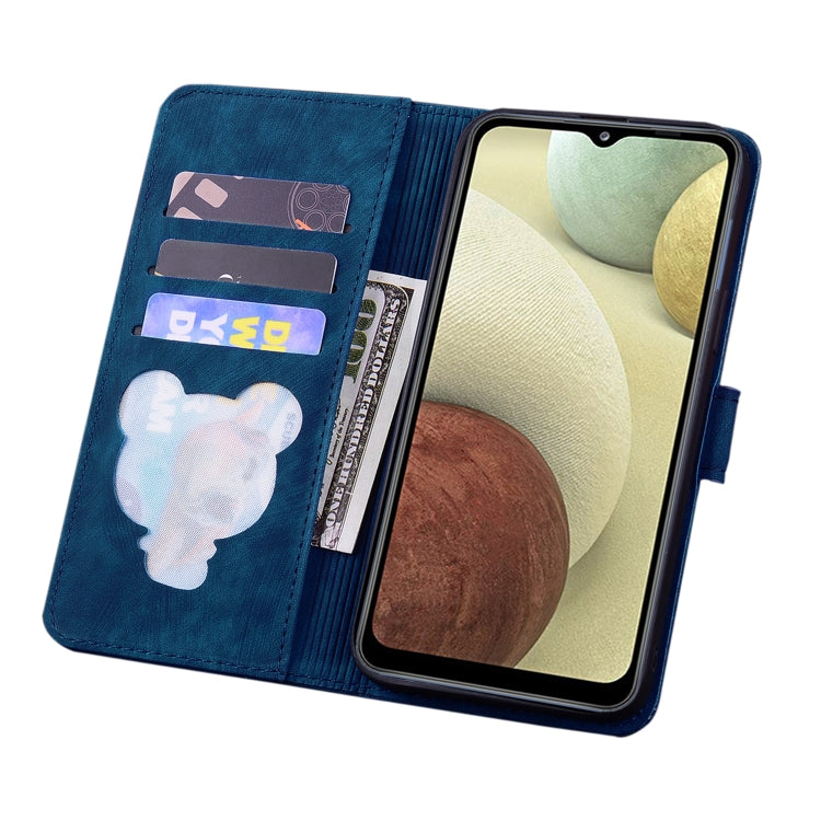 For Samsung Galaxy A22 5G / A22s 5G Cartoon Sakura Cat Embossed Leather Phone Case(Royal Blue) - free shipping - PMC TechLife - Order now!