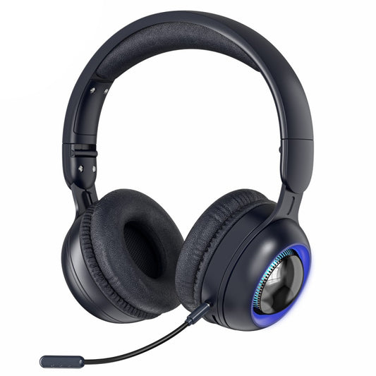 KE08 RGB Stereo PC Wireless Bluetooth Headphones with Microphone(Dark Blue) - Headset & Headphone by PMC Jewellery | Online Shopping South Africa | PMC Jewellery