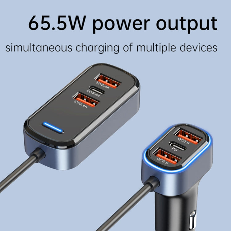 SC05 65.5W 6 in 1 PD / QC3.0 Fast Charge Extended Car Charger - Car Charger by PMC TechLife | Online Shopping South Africa | PMC TechLife