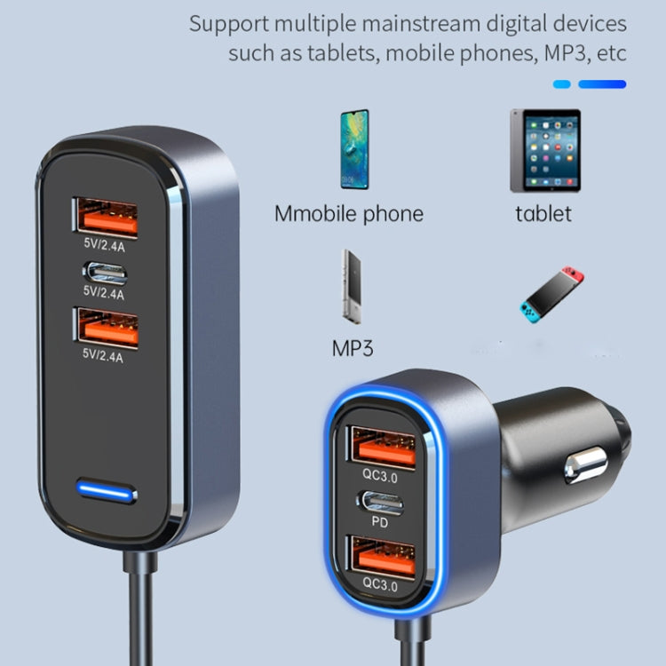 SC05 65.5W 6 in 1 PD / QC3.0 Fast Charge Extended Car Charger - Car Charger by PMC TechLife | Online Shopping South Africa | PMC TechLife