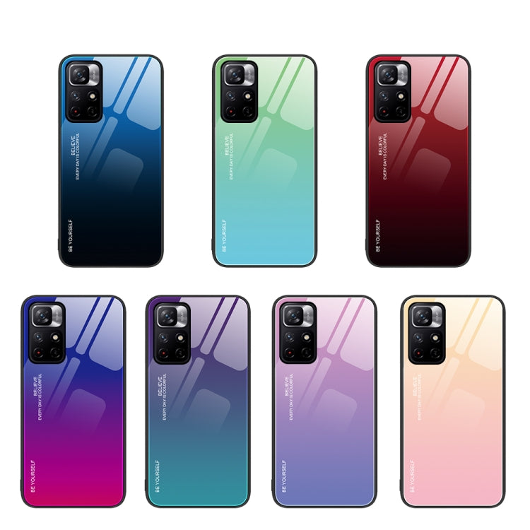 For Xiaomi Redmi Note 11 5G/Poco M4 Pro Gradient Color Glass Case(Purple Red) - free shipping - PMC TechLife - Order now!