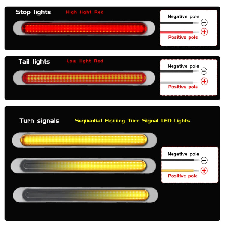 2 PCS 72LEDs Two-color Brake Turn Tail Light(Red Shell Red Light + Flowing Yellow Light) - Turn Signal by PMC TechLife | Online Shopping South Africa | PMC TechLife | Buy Now Pay Later Mobicred