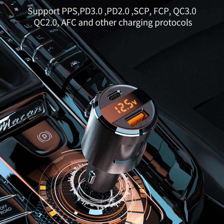 SC01 65W QC3.0 + PD Dual Ports Car Charger with Voltage Display(Black) - Car Charger by PMC TechLife | Online Shopping South Africa | PMC TechLife