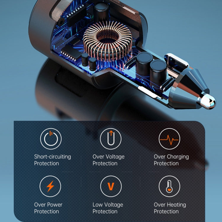 SC01 65W QC3.0 + PD Dual Ports Car Charger with Voltage Display(Black) - Car Charger by PMC TechLife | Online Shopping South Africa | PMC TechLife