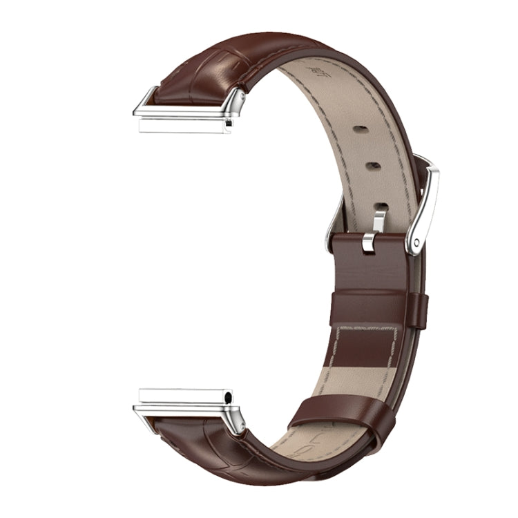 For Huawei Band 7 / 7 NFC MIJOBS Cowhide Leather Watch Band(Bamboo Joint Coffee Silver) - free shipping - PMC TechLife - Order now!