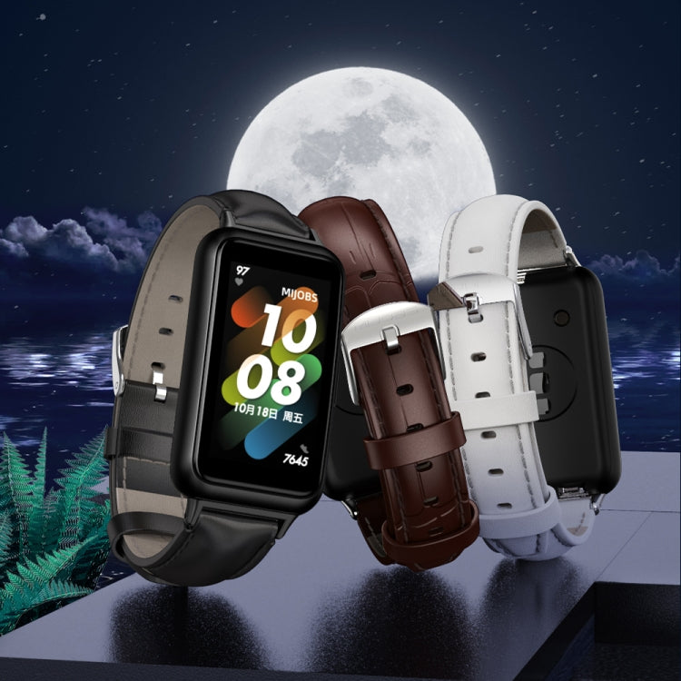 For Huawei Band 7 / 7 NFC MIJOBS Cowhide Leather Watch Band(Bamboo Joint Coffee Black) - free shipping - PMC TechLife - Order now!