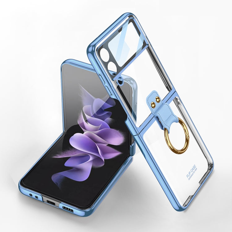 For Samsung Galaxy Z Flip4 GKK Integrated Electroplating Phone Case with Ring(Blue) - Galaxy Z Flip4 5G Cases by GKK | Online Shopping South Africa | PMC Jewellery