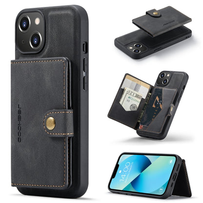 For iPhone 14 JEEHOOD Retro Magnetic Detachable Leather Phone Case (Black) - iPhone 14 Cases by JEEHOOD | Online Shopping South Africa | PMC Jewellery | Buy Now Pay Later Mobicred