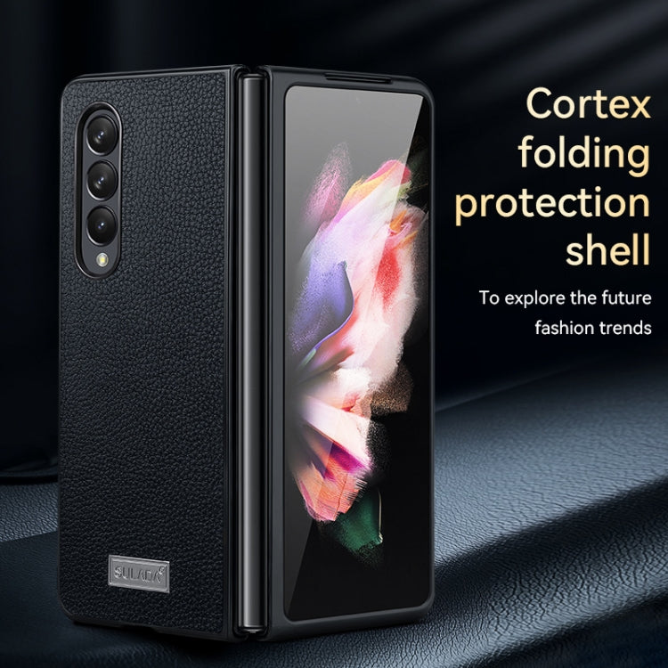 For Samsung Galaxy Z Fold4 SULADA Shockproof TPU + Handmade Leather Phone Case(Green) - Galaxy Z Fold4 5G Cases by SULADA | Online Shopping South Africa | PMC TechLife | Buy Now Pay Later Mobicred