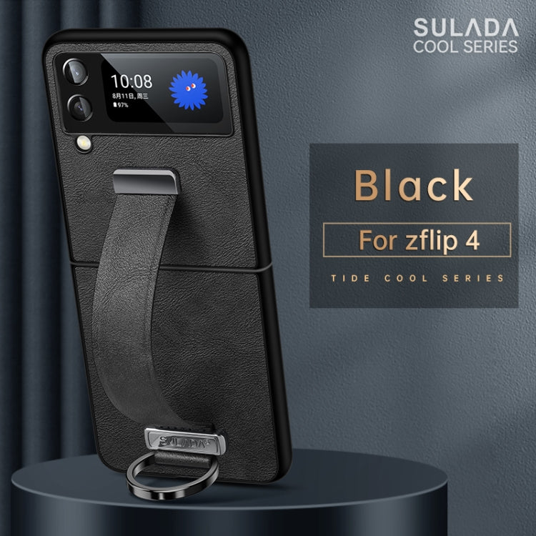 For Samsung Galaxy Z Flip4 SULADA Cool Series PC + Leather Texture Skin Feel Shockproof Phone Case(Black) - Galaxy Z Flip4 5G Cases by SULADA | Online Shopping South Africa | PMC TechLife | Buy Now Pay Later Mobicred