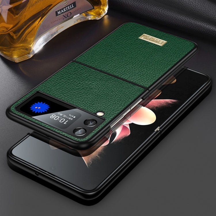 For Samsung Galaxy Z Flip4 SULADA Shockproof TPU + Handmade Leather Phone Case(Green) - free shipping - PMC TechLife - Order now!