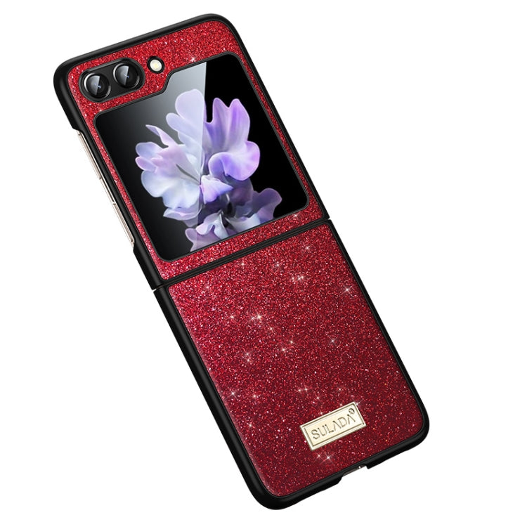 For Samsung Galaxy Z Flip5 SULADA Shockproof TPU + Handmade Leather Phone Case(Red) - Galaxy Z Flip5 Cases by SULADA | Online Shopping South Africa | PMC Jewellery