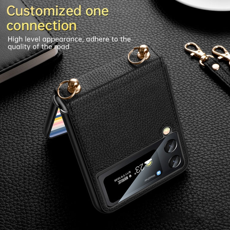 For Samsung Galaxy Z Flip4 SULADA Litchi Texture Leather + TPU Phone Case with Strap(Red) - free shipping - PMC TechLife - Order now!