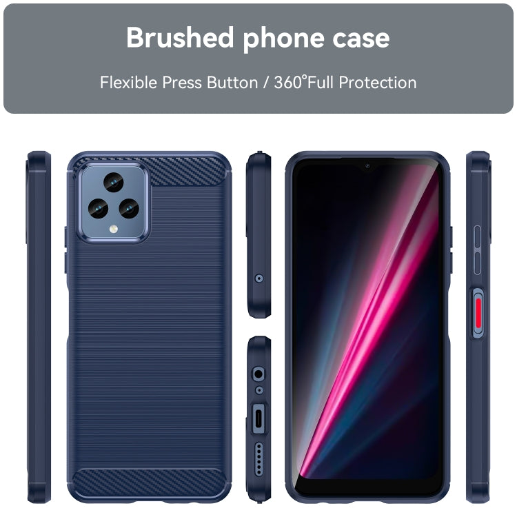 For T-Mobile REVVL 6 5G Brushed Texture Carbon Fiber TPU Phone Case (Blue) - More Brand by PMC TechLife | Online Shopping South Africa | PMC TechLife