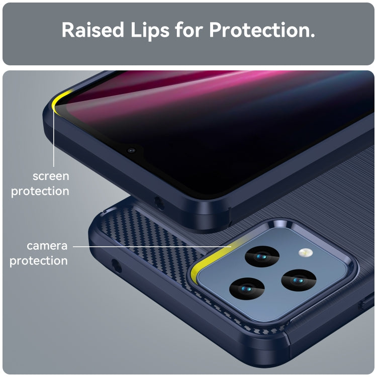 For T-Mobile REVVL 6 5G Brushed Texture Carbon Fiber TPU Phone Case (Blue) - More Brand by PMC TechLife | Online Shopping South Africa | PMC TechLife
