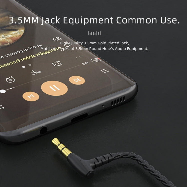 CVJ V2 1.25m Oxygen-free Copper Original 3.5mm Elbow Earphone Cable, Style:0.75mm with Mic(Black) - Cable & Splitter by CVJ | Online Shopping South Africa | PMC TechLife | Buy Now Pay Later Mobicred