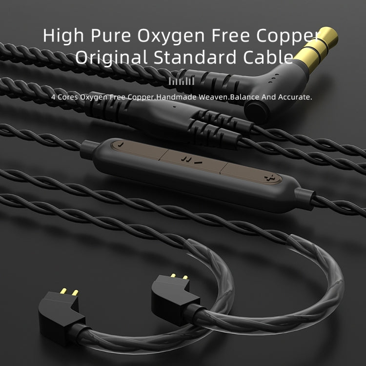 CVJ V2 1.25m Oxygen-free Copper Original 3.5mm Elbow Earphone Cable, Style:0.78mm with Mic(Black) - Cable & Splitter by CVJ | Online Shopping South Africa | PMC TechLife | Buy Now Pay Later Mobicred