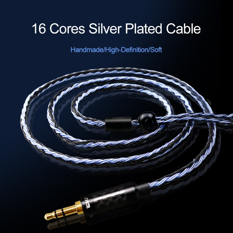 CVJ V3 1.2m 16 Cores Silver-plated 3.5mm Earphone Cable, Style:0.75mm(Black-Blue) - Cable & Splitter by CVJ | Online Shopping South Africa | PMC Jewellery