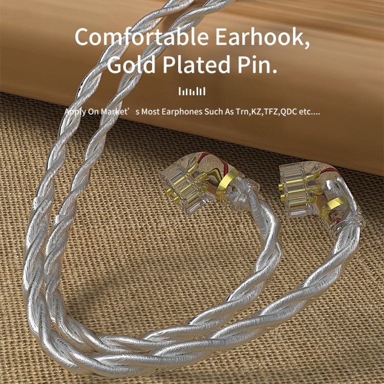 CVJ V7 1.25m 4-Cores Silver-plated 3.5mm Elbow Earphone Cable, Model:2 Pin No Mic(Silver) - Cable & Splitter by CVJ | Online Shopping South Africa | PMC TechLife | Buy Now Pay Later Mobicred