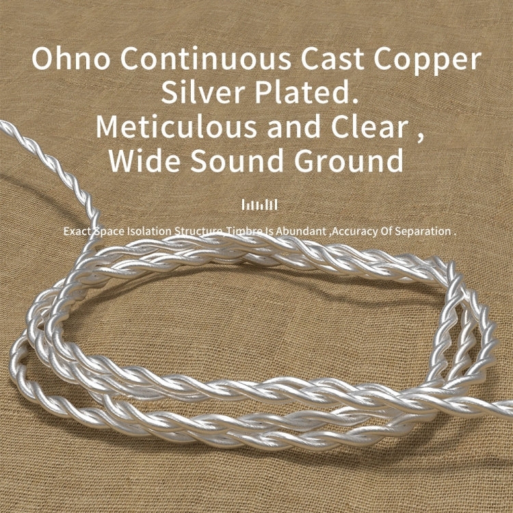 CVJ V7 1.25m 4-Cores Silver-plated 3.5mm Elbow Earphone Cable, Model:2 Pin No Mic(Silver) - Cable & Splitter by CVJ | Online Shopping South Africa | PMC TechLife | Buy Now Pay Later Mobicred