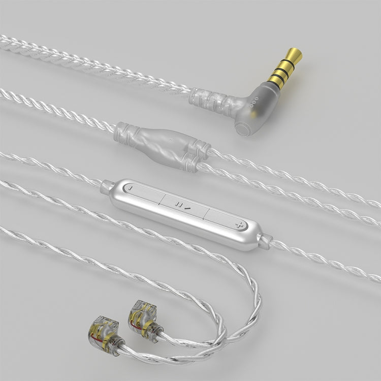 CVJ V7 1.25m 4-Cores Silver-plated 3.5mm Elbow Earphone Cable, Model:2 Pin with Mic(Silver) - Cable & Splitter by CVJ | Online Shopping South Africa | PMC TechLife | Buy Now Pay Later Mobicred