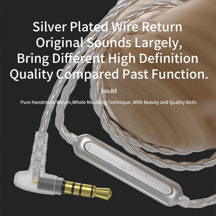 CVJ V7 1.25m 4-Cores Silver-plated 3.5mm Elbow Earphone Cable, Model:2 Pin with Mic(Silver) - Cable & Splitter by CVJ | Online Shopping South Africa | PMC Jewellery