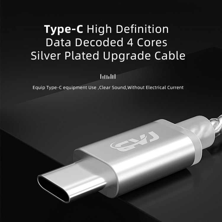 CVJ V5.TC 1.25m Type-C Digital Decoding Silver-plated Earphone Cable, Style:MMCX(Silver) - Cable & Splitter by CVJ | Online Shopping South Africa | PMC Jewellery