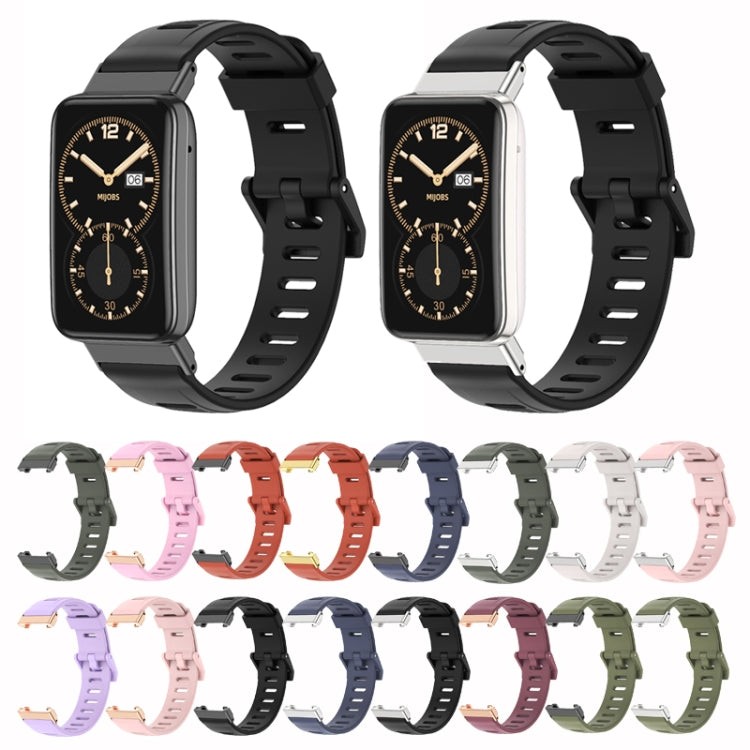 For Xiaomi Mi Band 7 Pro Mijobs Flat Hole TPU Watch Band(Grey Silver) - Watch Bands by MIJOBS | Online Shopping South Africa | PMC TechLife | Buy Now Pay Later Mobicred