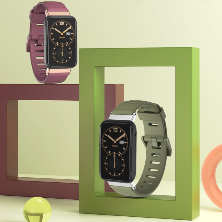 For Xiaomi Mi Band 7 Pro Mijobs Flat Hole TPU Watch Band(Black Silver) - Watch Bands by MIJOBS | Online Shopping South Africa | PMC TechLife | Buy Now Pay Later Mobicred