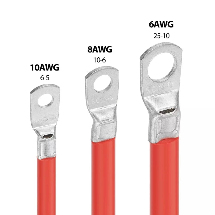 6AWG 25-8 Car 50cm Red + Black Pure Copper Battery Inverter Cable - free shipping - PMC TechLife - Order now!