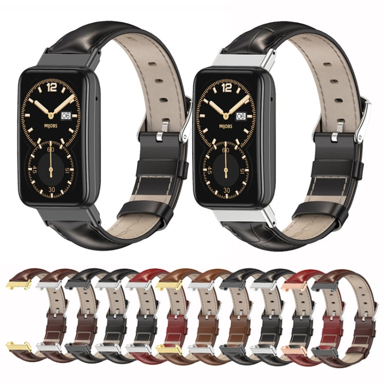 For Xiaomi Mi Band 7 Pro Mijobs Genuine Leather Top Layer Cowhide Watch Band(Black) - Watch Bands by MIJOBS | Online Shopping South Africa | PMC TechLife | Buy Now Pay Later Mobicred