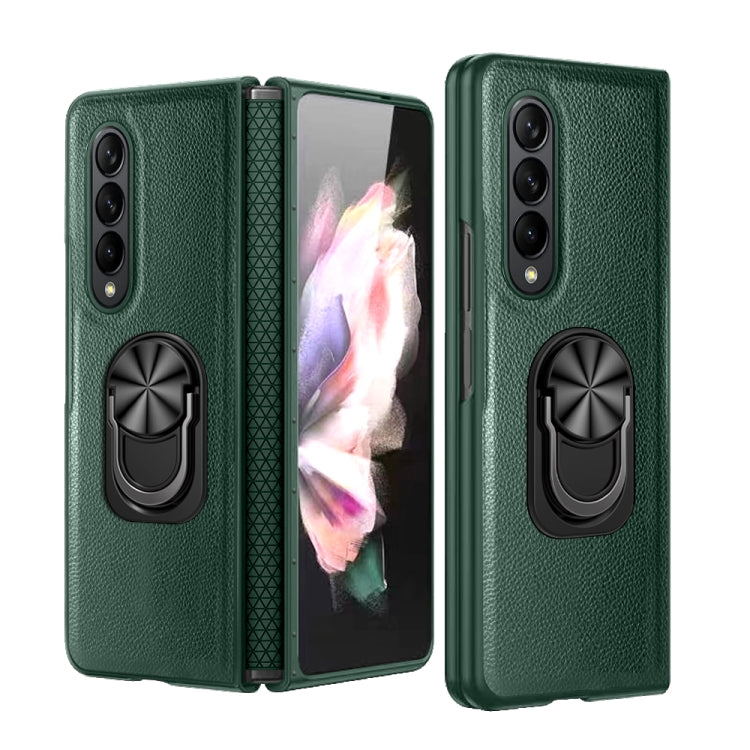 For Samsung Galaxy Z Fold4 GKK Litchi Pattern Foldable Protective Phone Case with Ring Holder(Green) - free shipping - PMC TechLife - Order now!