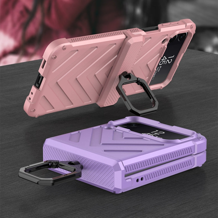 For Samsung Galaxy Z Flip4 GKK Sliding Camshield Magnetic Armor Flip Phone Case with Ring Holder(Sweet Pink) - Galaxy Z Flip4 5G Cases by GKK | Online Shopping South Africa | PMC Jewellery | Buy Now Pay Later Mobicred