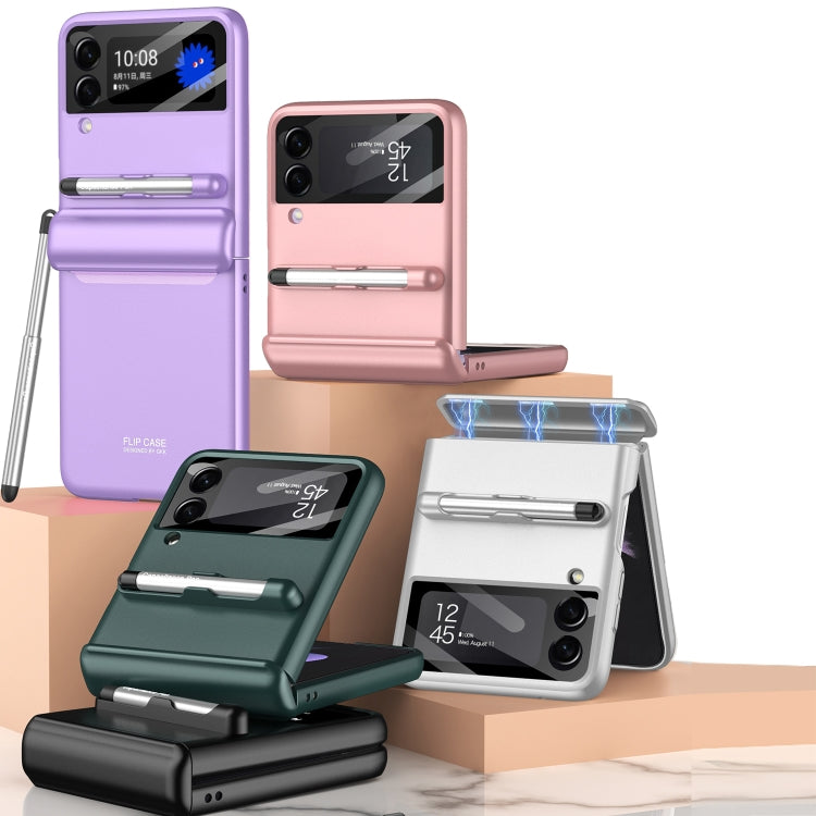 For Samsung Galaxy Z Flip4 GKK Magnetic Full Coverage Phone Flip Case with Pen(Purple) - Galaxy Z Flip4 5G Cases by GKK | Online Shopping South Africa | PMC TechLife | Buy Now Pay Later Mobicred