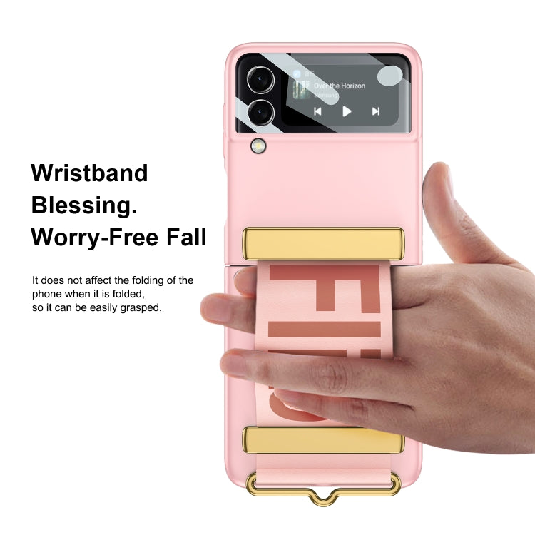 For Samsung Galaxy Z Flip4 GKK Ultra-thin Full Coverage Phone Flip Case with Wristband(Pink) - Galaxy Z Flip4 5G Cases by GKK | Online Shopping South Africa | PMC Jewellery