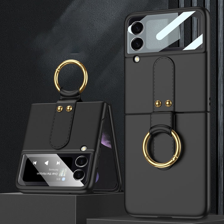 For Samsung Galaxy Z Flip4 GKK Ultra-thin PC Full Coverage Phone Flip Case with Ring Holder(Black) - Galaxy Z Flip4 5G Cases by GKK | Online Shopping South Africa | PMC TechLife | Buy Now Pay Later Mobicred