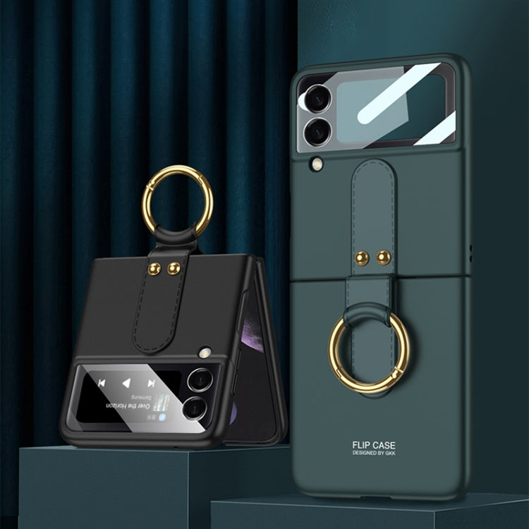 For Samsung Galaxy Z Flip4 GKK Ultra-thin PC Full Coverage Phone Flip Case with Ring Holder(Dark Green) - Galaxy Z Flip4 5G Cases by GKK | Online Shopping South Africa | PMC TechLife