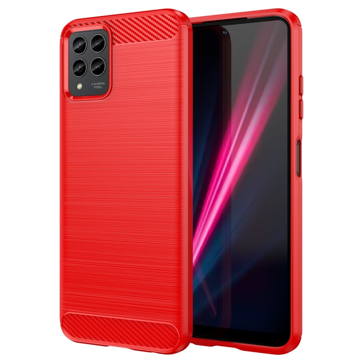 For T-Mobile REVVL 6 Pro 5G Brushed Texture Carbon Fiber TPU Phone Case(Red) - More Brand by PMC TechLife | Online Shopping South Africa | PMC TechLife