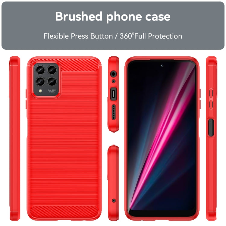 For T-Mobile REVVL 6 Pro 5G Brushed Texture Carbon Fiber TPU Phone Case(Red) - More Brand by PMC TechLife | Online Shopping South Africa | PMC TechLife