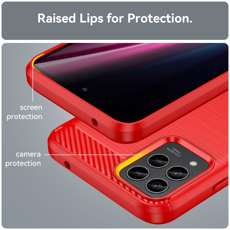 For T-Mobile REVVL 6 Pro 5G Brushed Texture Carbon Fiber TPU Phone Case(Red) - More Brand by PMC TechLife | Online Shopping South Africa | PMC TechLife