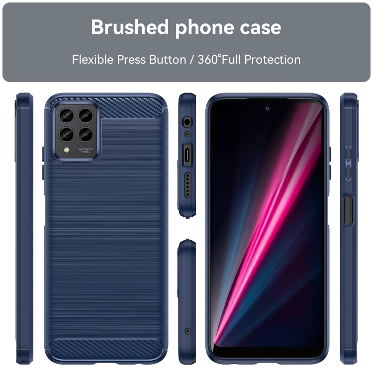 For T-Mobile REVVL 6 Pro 5G Brushed Texture Carbon Fiber TPU Phone Case(Blue) - More Brand by PMC TechLife | Online Shopping South Africa | PMC TechLife