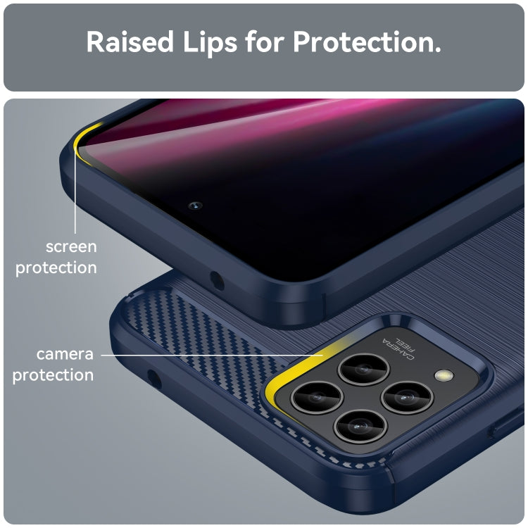 For T-Mobile REVVL 6 Pro 5G Brushed Texture Carbon Fiber TPU Phone Case(Blue) - More Brand by PMC TechLife | Online Shopping South Africa | PMC TechLife