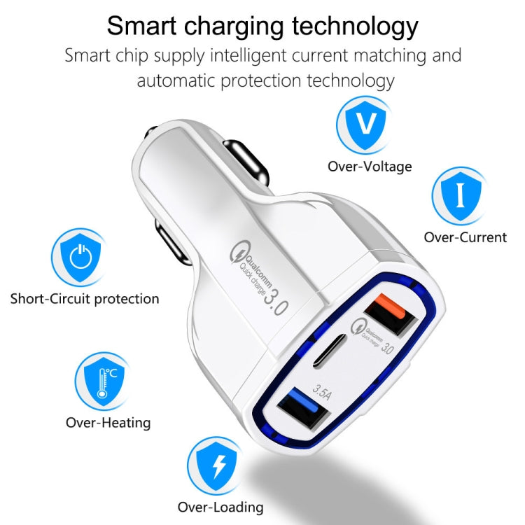 308 3 in 1 Cigarette Lighter Conversion Plug Multi-function USB Car Fast Charger(Black) - Car Charger by PMC Jewellery | Online Shopping South Africa | PMC Jewellery