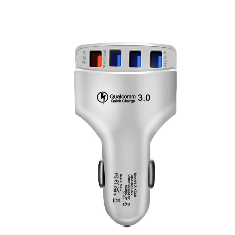 KC08 4 in 1 Cigarette Lighter Conversion Plug Multi-function USB Car Fast Charger(White) - Car Charger by PMC Jewellery | Online Shopping South Africa | PMC Jewellery