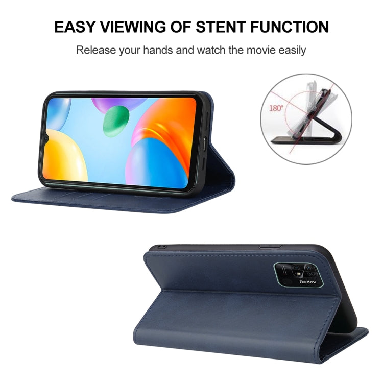 For Xiaomi Redmi 10C Magnetic Closure Leather Phone Case(Blue) - free shipping - PMC TechLife - Order now!