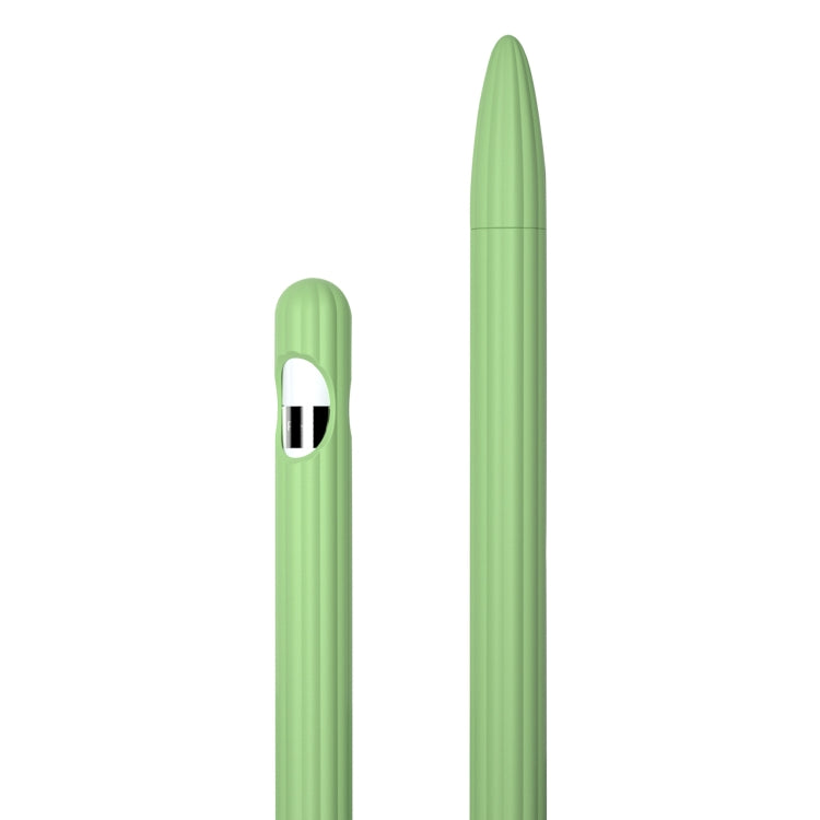 3 in 1 Striped Liquid Silicone Stylus Case with Two Tip Caps For Apple Pencil 2(Matcha Green) - Pencil Accessories by PMC TechLife | Online Shopping South Africa | PMC TechLife