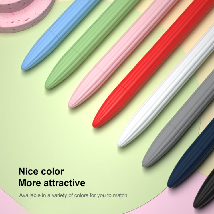 3 in 1 Striped Liquid Silicone Stylus Case with Two Tip Caps For Apple Pencil 2(White) - Pencil Accessories by PMC TechLife | Online Shopping South Africa | PMC TechLife
