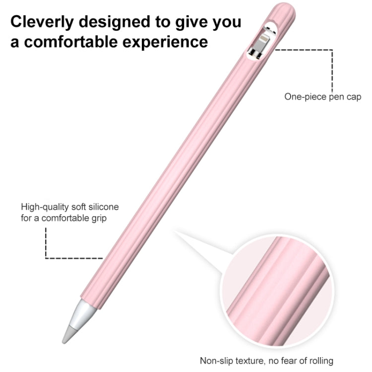 3 in 1 Striped Liquid Silicone Stylus Case with Two Tip Caps For Apple Pencil 2(Sky Blue) - Pencil Accessories by PMC TechLife | Online Shopping South Africa | PMC TechLife
